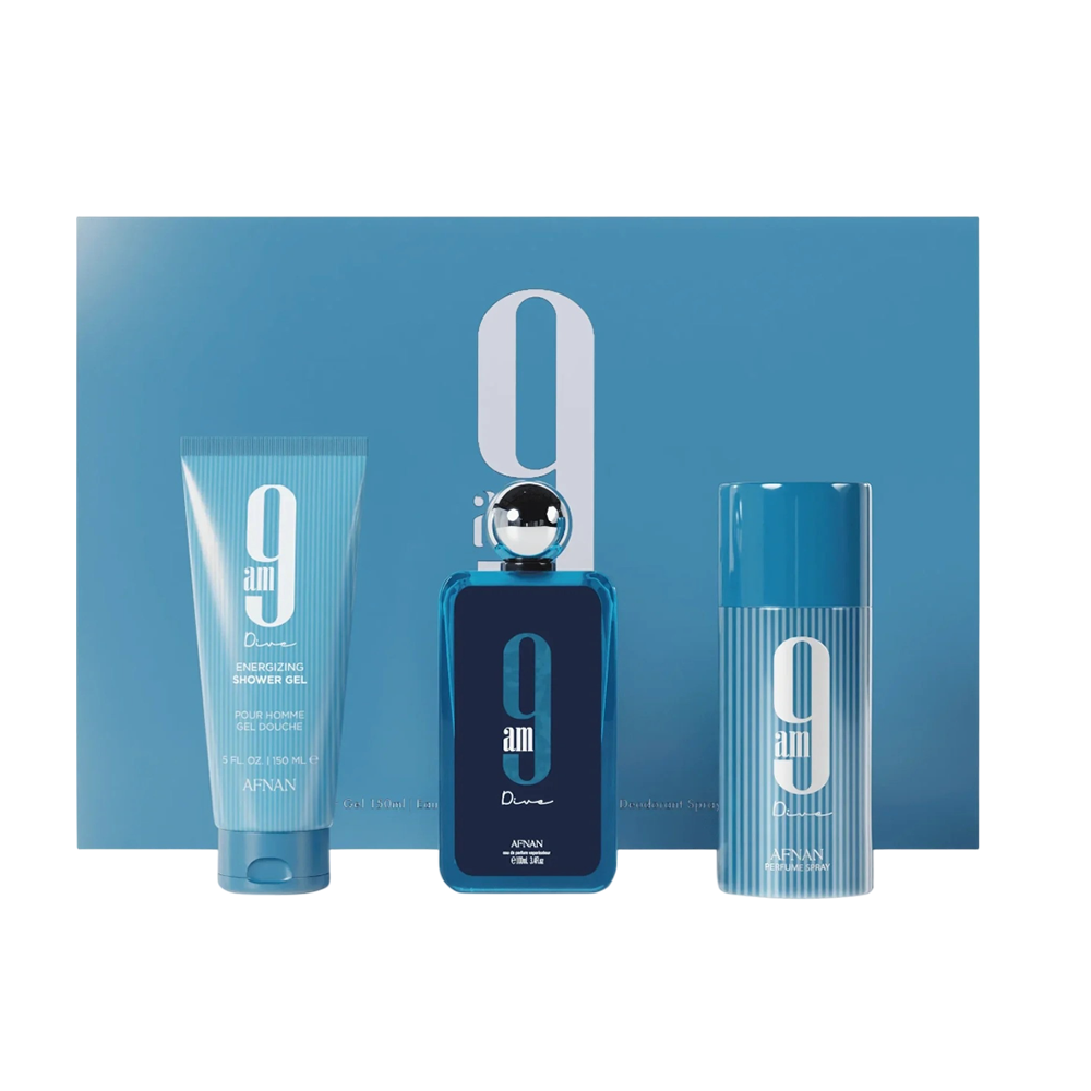 AFNAN SET 9AM DIVE MEN 3 PCS 3.4 OZ EDP SP/ SHOWER GEL / DEO