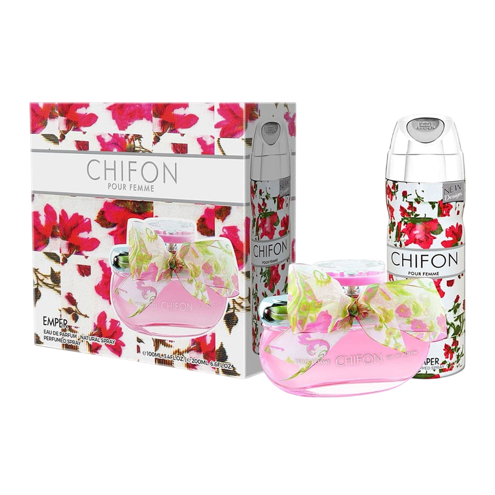EMPER SET 2 PZ CHIFON MUJER 3.4 OZ EDP + 6.7 LOCIÓN CORPORAL