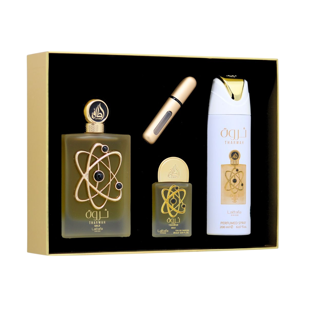 LATTAFA PRIDE SET THARWAH GOLD 3PCS 3.4 OZ EDP SP