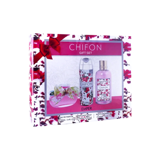 EMPER SET 3 PCS CHIFON 3.4 OZ EDP SP + 8.4 SG + 6.7 BODY SP