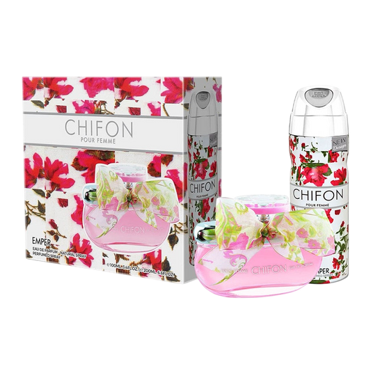 EMPER SET 2 PZ CHIFON MUJER 3.4 OZ EDP + 6.7 LOCIÓN CORPORAL