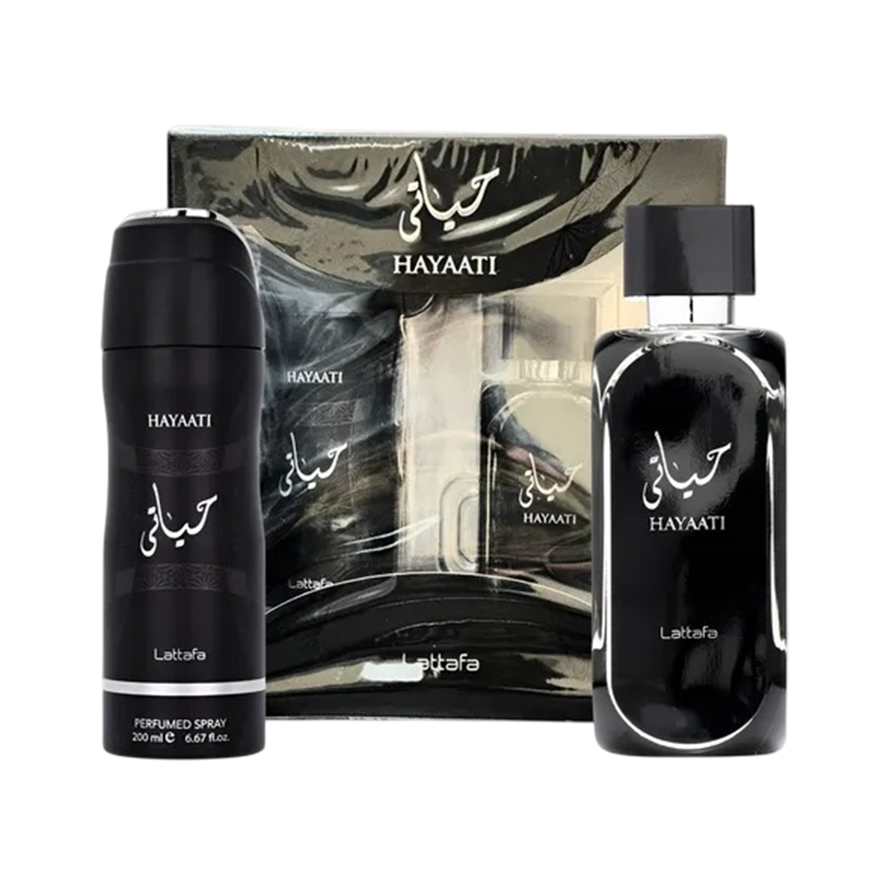 LATTAFA SET HAYAATI 2 PCS GIFT SET 3.4 OZ + 200ML PERFUMED SPRAY