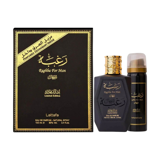 LATTAFA RAGHBA MEN 3.4 OZ EDP SP + 1.7 DEO SPRAY