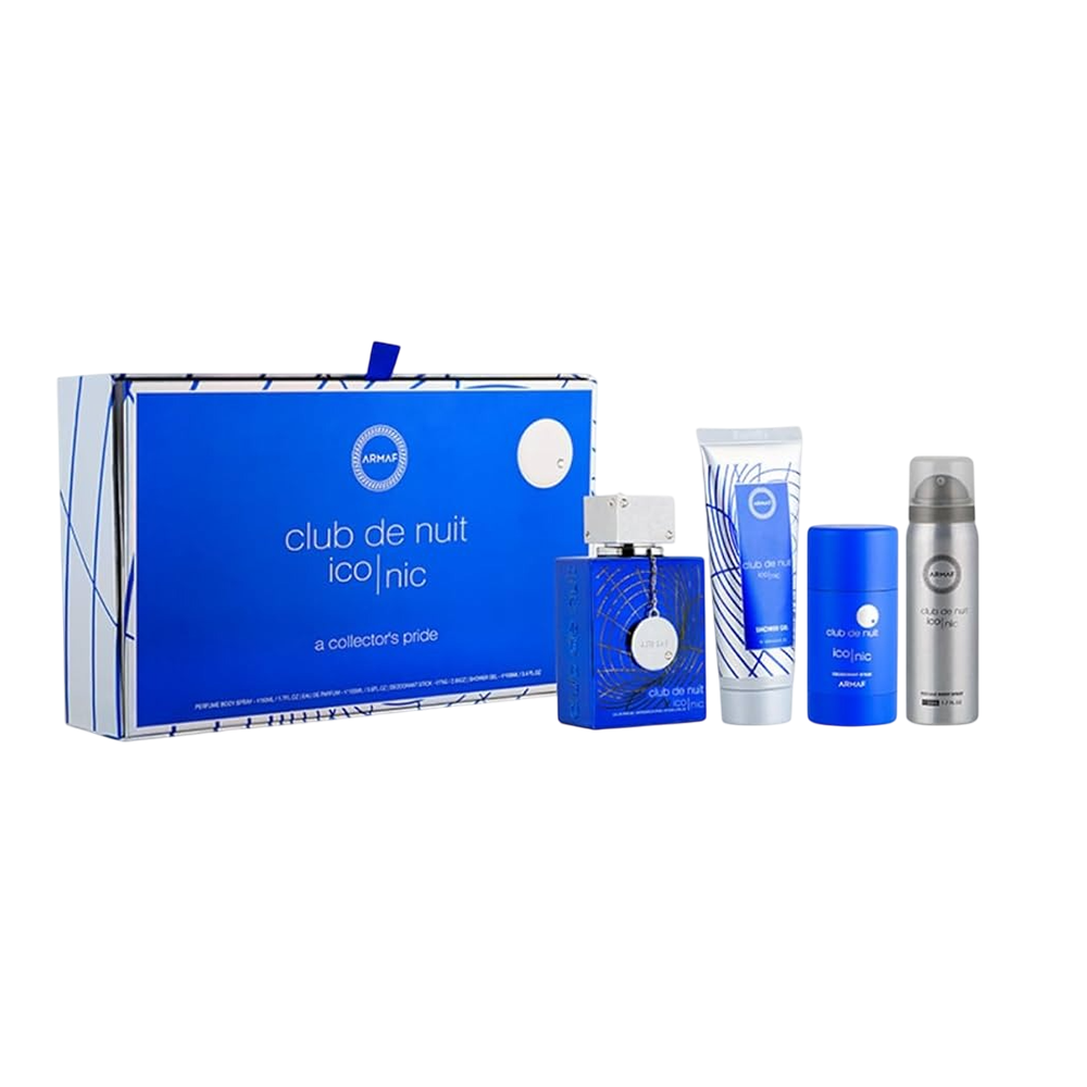 ARMAF SET CLUB DE NUIT ICONIC 4 PCS 3.4 EDP/1.7 OZ BODY SPRAY/ 100ML SHOWER GEL
