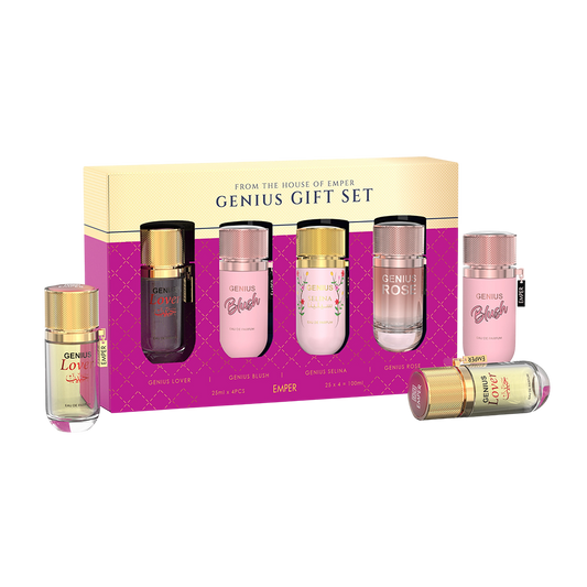 SET EMPER GENIUS WOMEN 4 PCS LOVER, BLUSH, SELINA, ROSE 0.845 OZ EDP SP