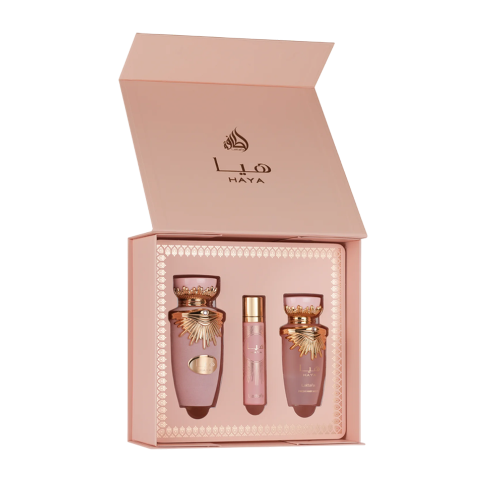 LATTAFA HAYA 3 PCS GIFTSET WITH EDP / TRAVEL SP / HM