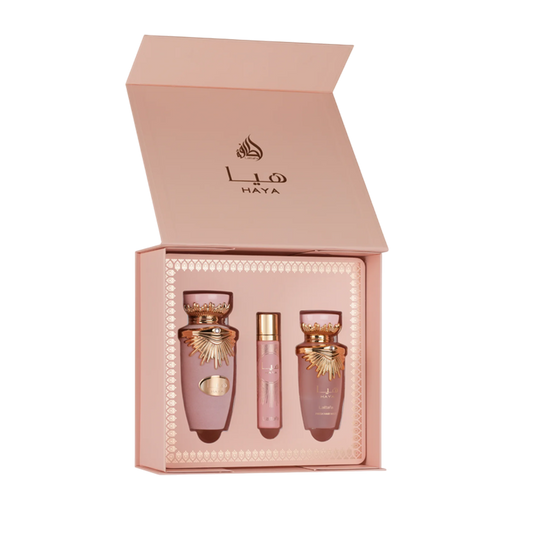 LATTAFA HAYA 3 PCS GIFTSET WITH EDP / TRAVEL SP / HM