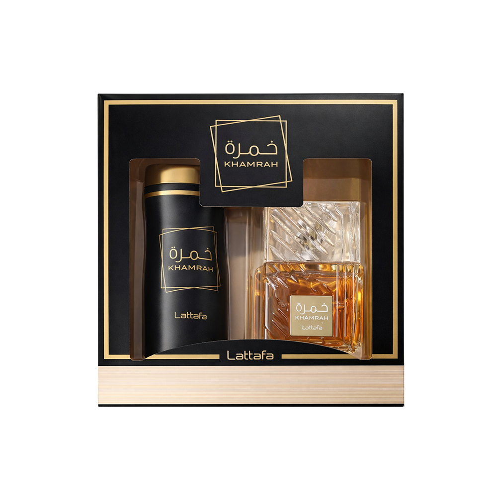 LATTAFA KHAMRAH 2 PCS GIFTSET WITH 100ML EDP + 200ML PERFUMED SPRAY