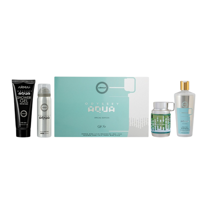 ARMAF SET ODYSSEY AQUA 4 PCS 3.4 OZ EDP + SOWER GEL + BODY SP + SHAMPOO