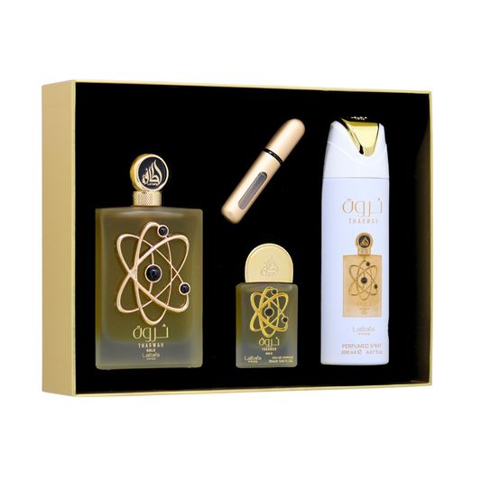 LATTAFA PIDE SET THARWAH GOLD 3PCS 3.4 OZ EDP SP